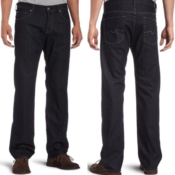 7‎ For All Mankind Short Austyn Relax Fit Straight Indigo Chester Jean Size 38 - Picture 1 of 10